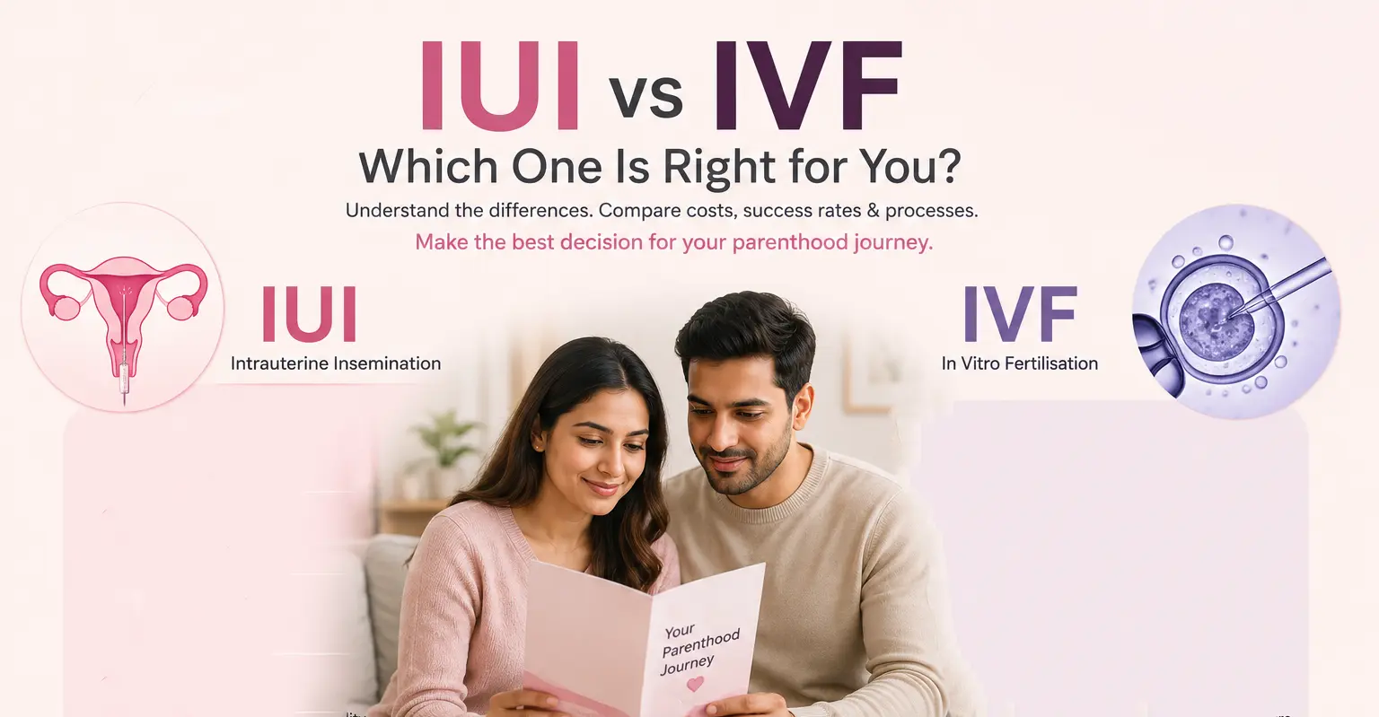 Couple comparing IUI and IVF options during a fertility consultation in Delhi NCR